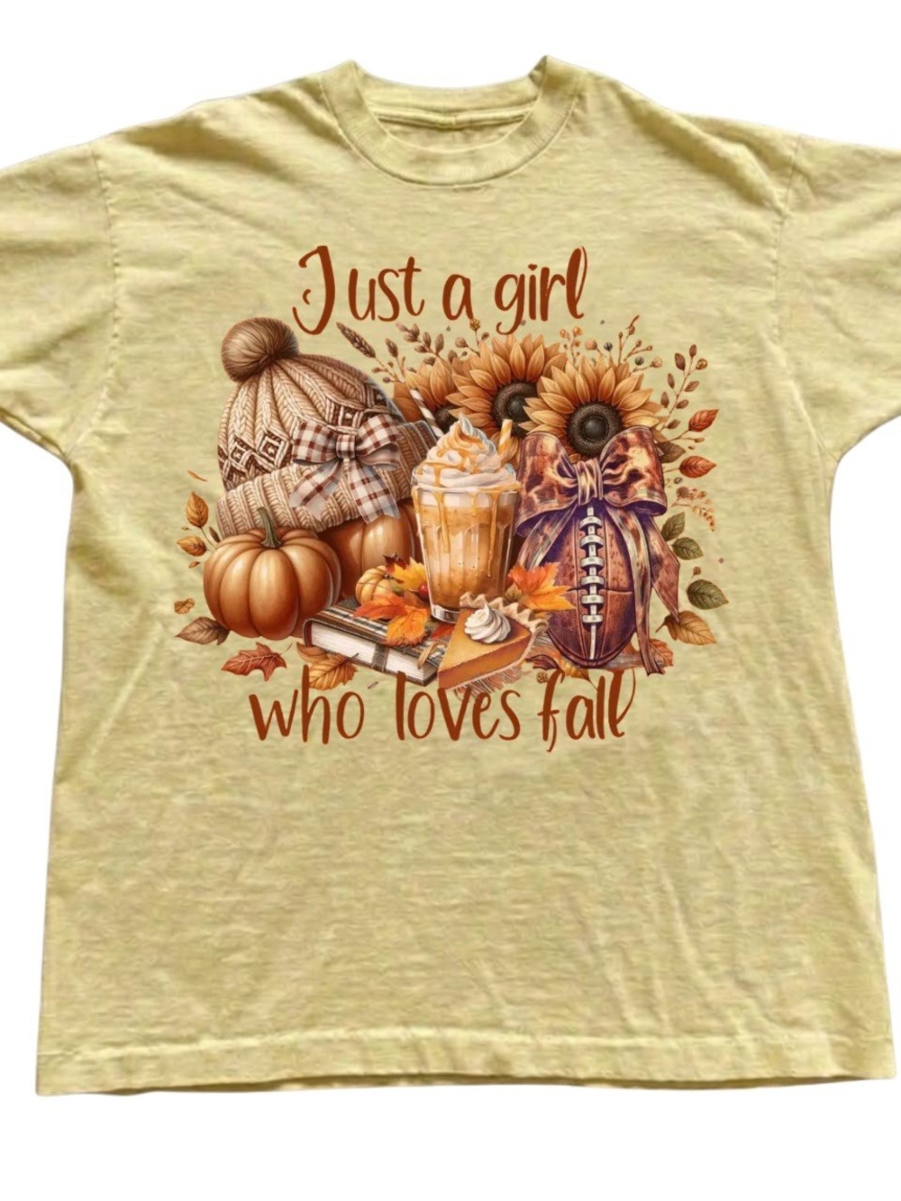 Gildan Yellow Fall Graphic Tee - 'I Just a Girl Who Loves Fall'
